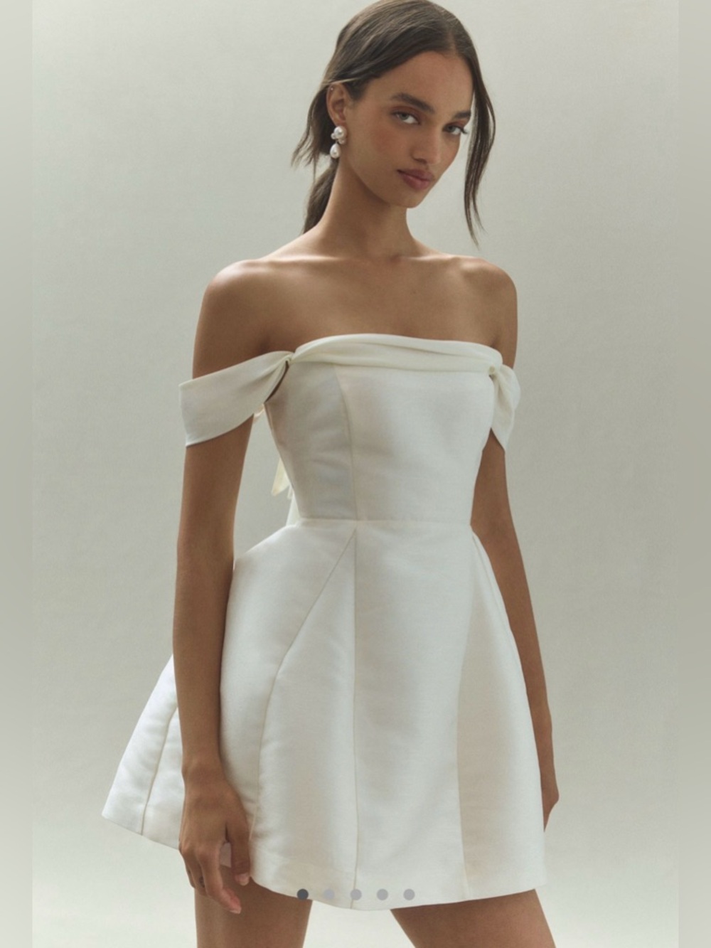 BHLDN Off-Shoulder Ivory Mini Dress